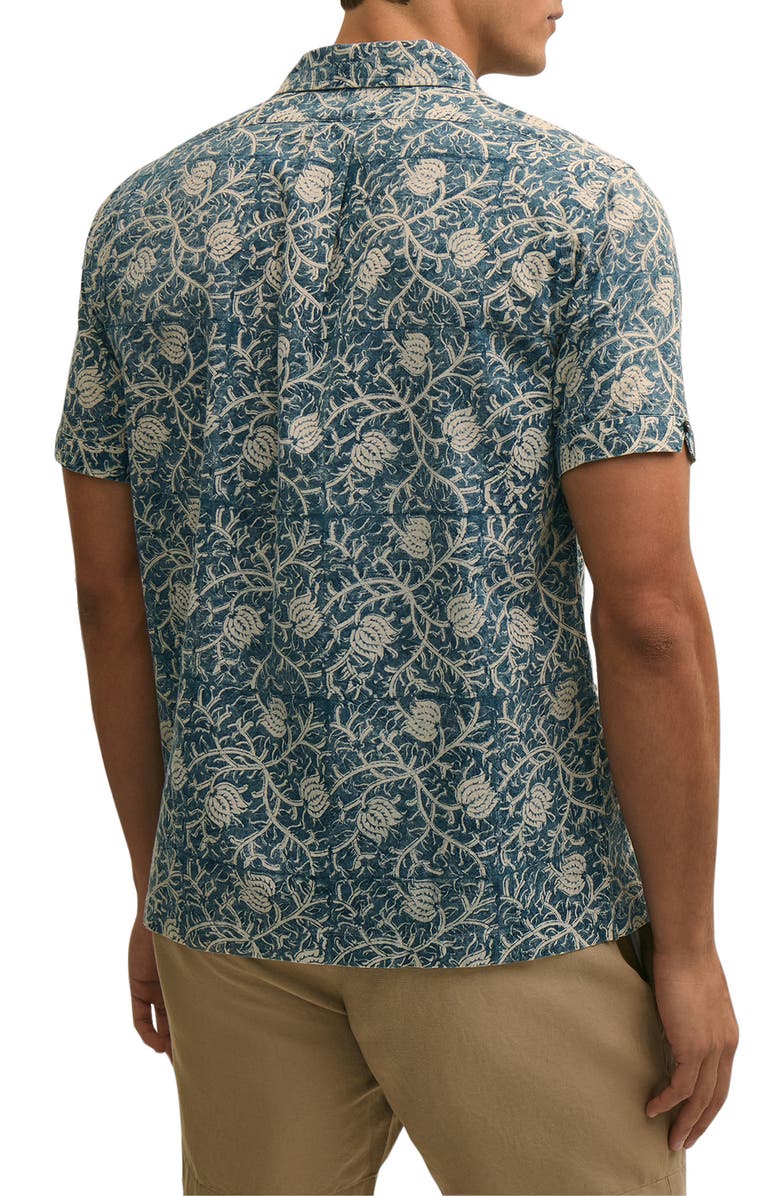 Brooks Brothers Block Print Cotton Camp Shirt, Alternate, color, Bluevines