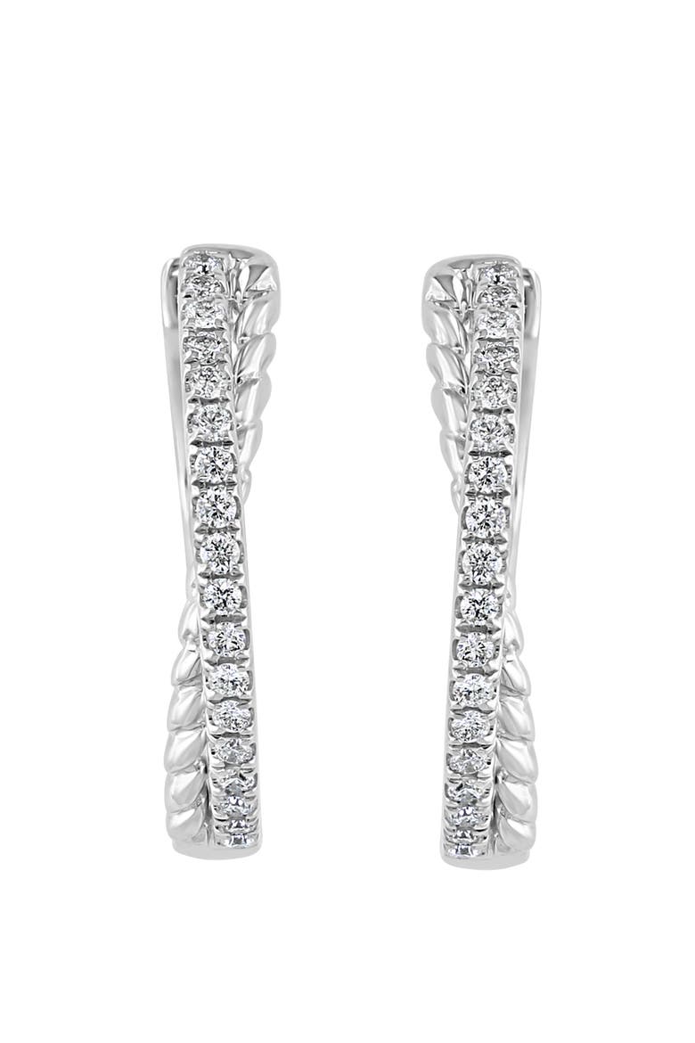 Twisted Pavé Diamond Hoop Earrings in 14K White Gold, Alternate, color, 14K White Gold