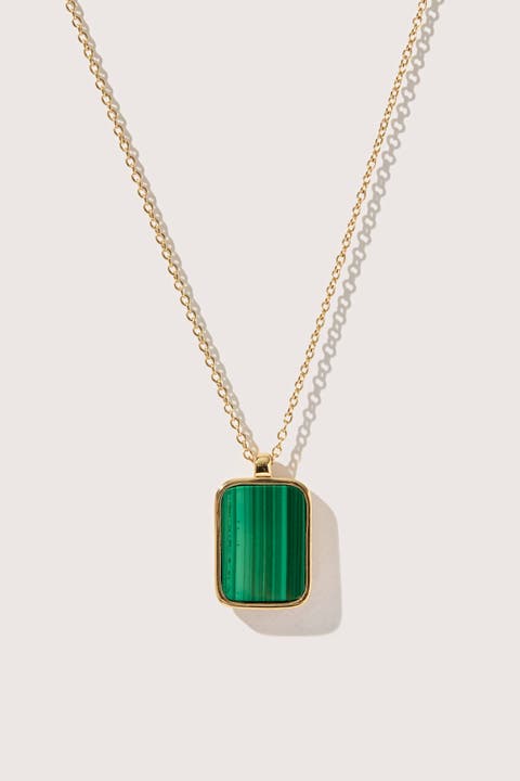 14kt Gold Vermeil Malachite Tag Pendant