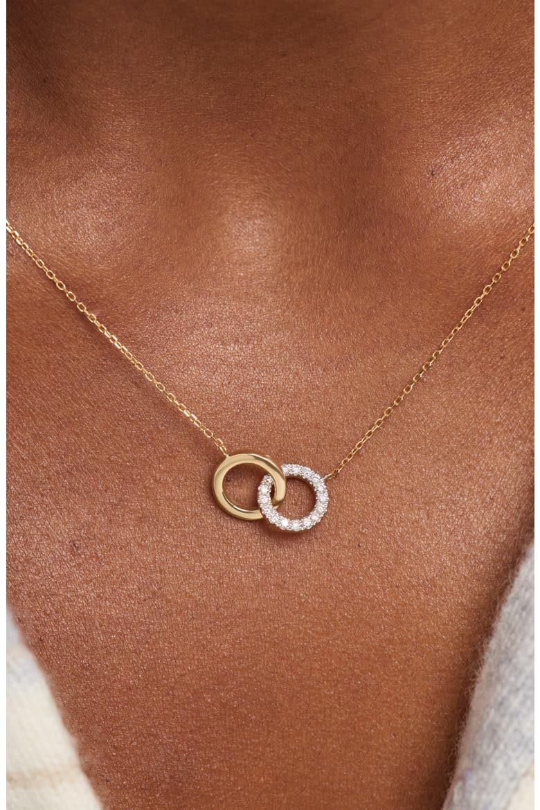 Solid Yellow Gold - Duo Links Diamond Necklace, Alternate, color, Gold
