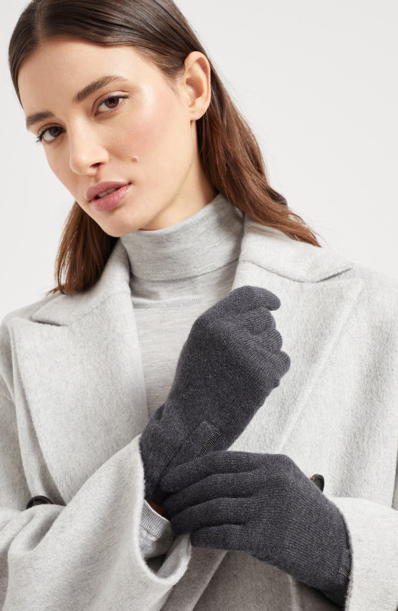 Brunello Cucinelli Knit gloves, Alternate, color, Anthracite