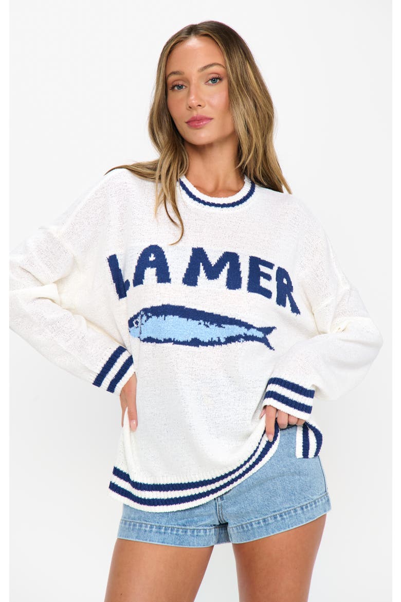 Settle In Sweater, Main, color, La Mer Graphic Knit