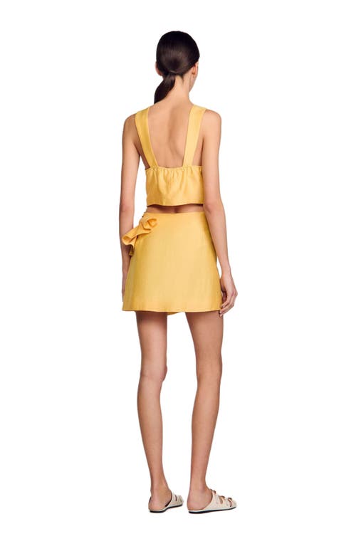 Sandro X Louise Bourgeois Ruffled Crop Top In Yellow