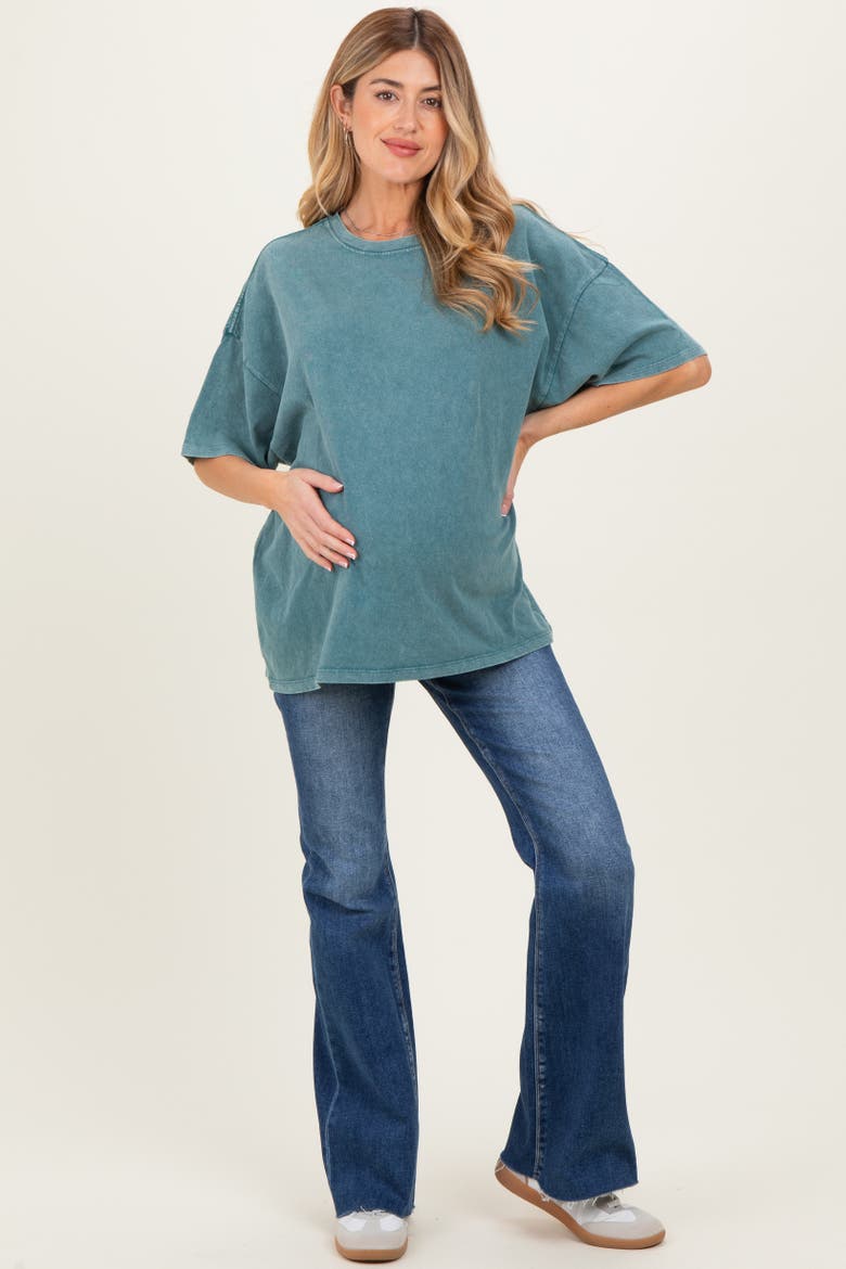 Oversized Mineral Wash T-Shirt, Alternate, color, Dark Teal