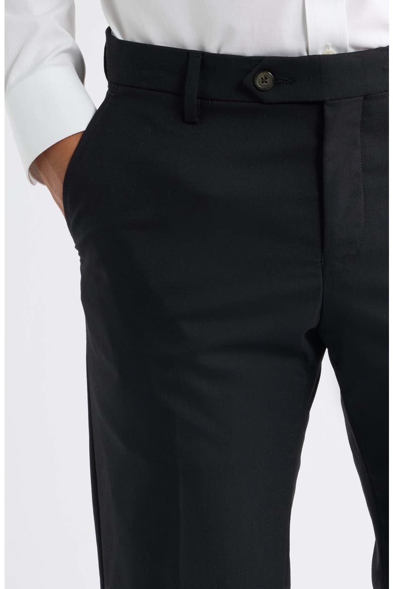 Flat Front Tropical Weight Stretch Wool Dress Pants, Alternate, color, BLACK