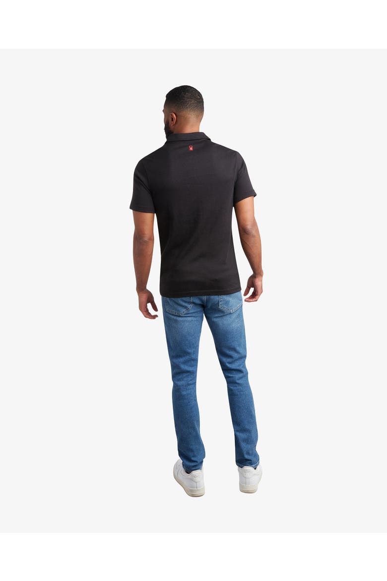 Men Short Sleeve Color Block Polo, Alternate, color, Black