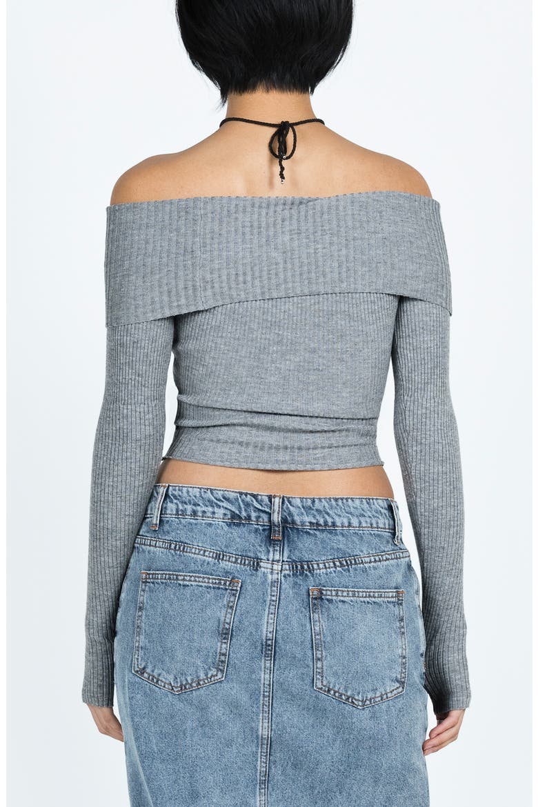 Morley Foldover Off the Shoulder Rib Sweater, Alternate, color, GREY