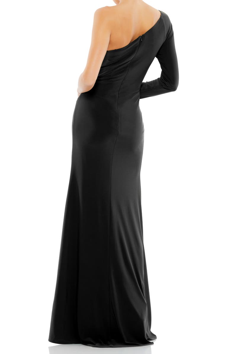 Mac Duggal One-Shoulder Long Sleeve Jersey Gown, Alternate, color, 
