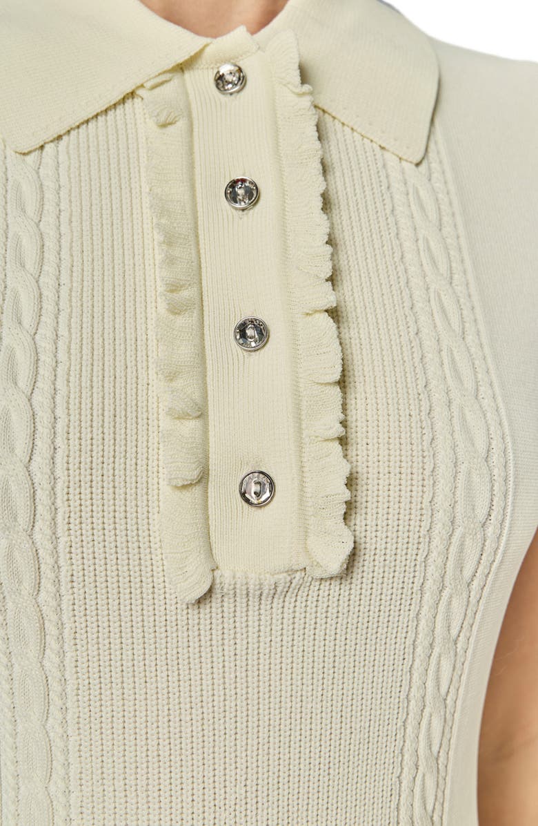 English Factory Ruffle Placket Mini Sweater Dress, Alternate, color, Cream