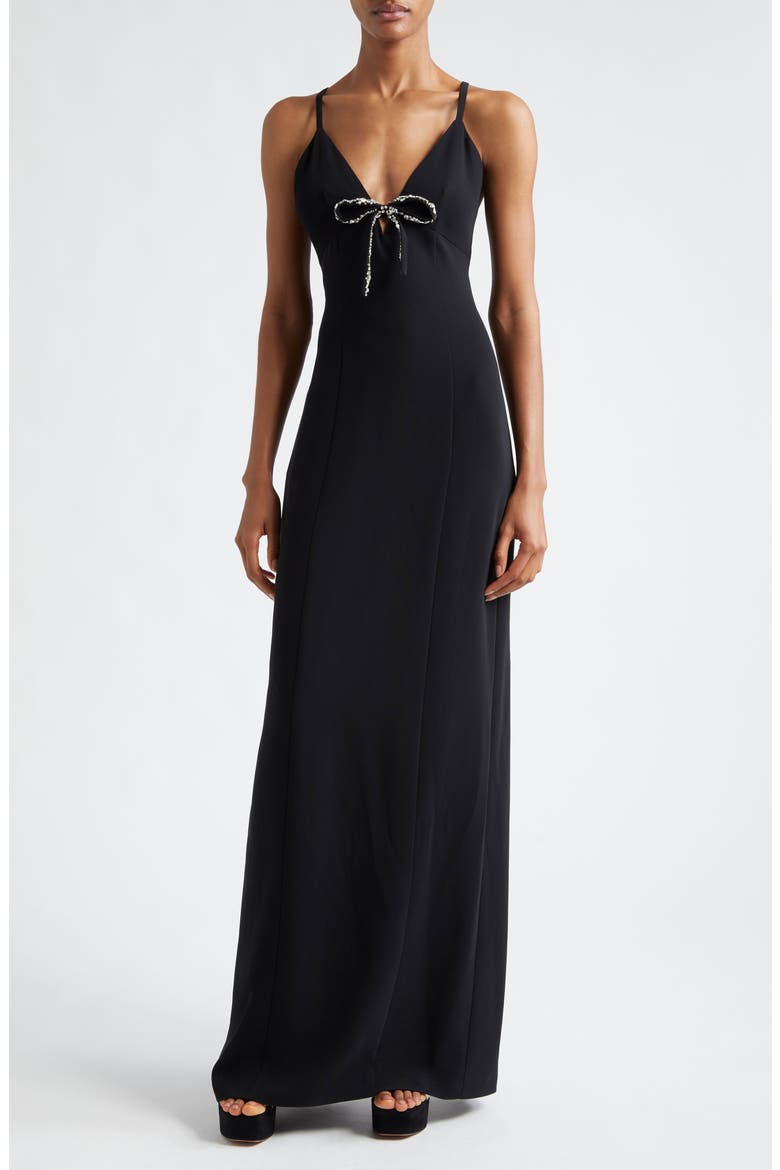 Adele Sleeveless Bow Gown, Main, color, BLACK