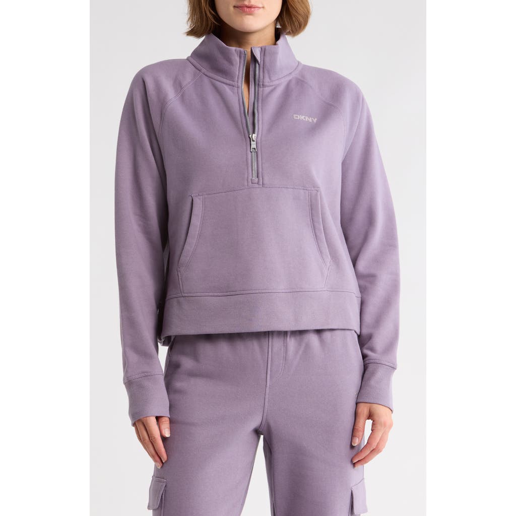 Dkny Mini Stud Logo Half Zip Sweatshirt In Purple