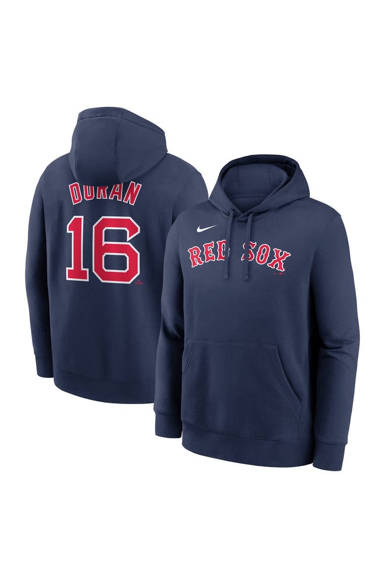 Men's Nike Jarren Duran Navy Boston Red Sox Player Name & Number Club Fleece Pullover Hoodie, Main, color, Navy