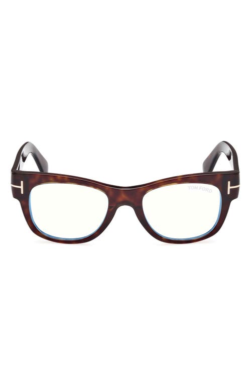 TOM FORD TOM FORD 52MM ROUND BLUE LIGHT BLOCKING OPTICAL GLASSES 
