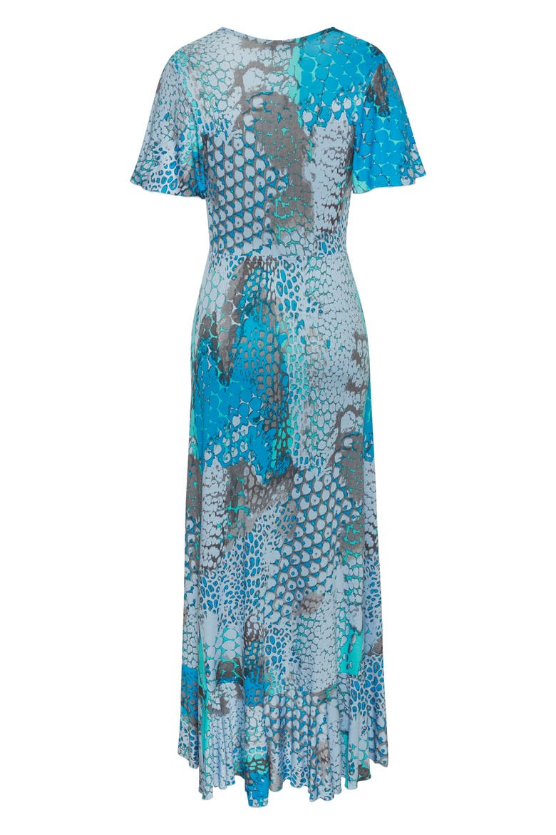 Printed Side Slit Maxi Dress, Alternate, color, Blue Multi