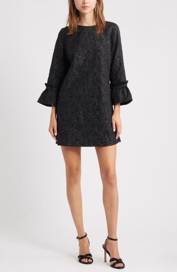 Floral Jacquard Shift Minidress