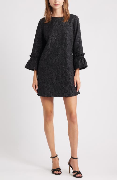 Chelsea28 Floral Jacquard Shift Minidress In Black