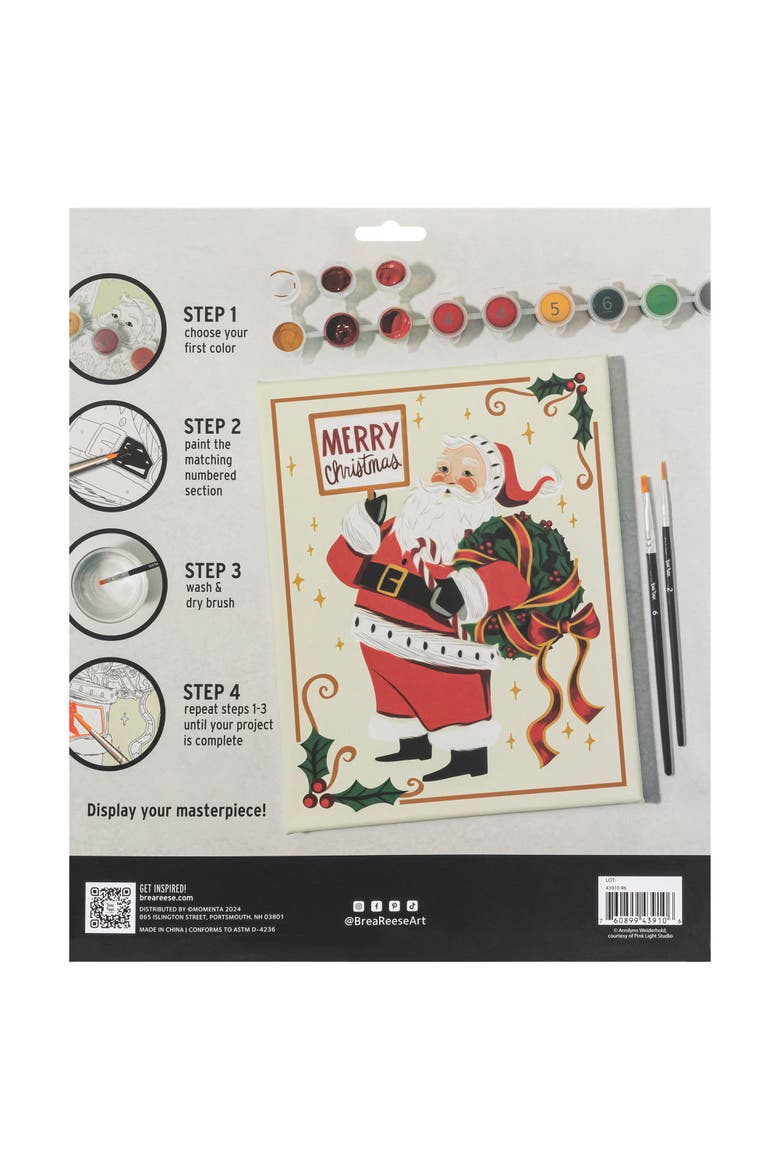 Acrylic Paint By Number Kit Santa, Alternate, color, Multicolored