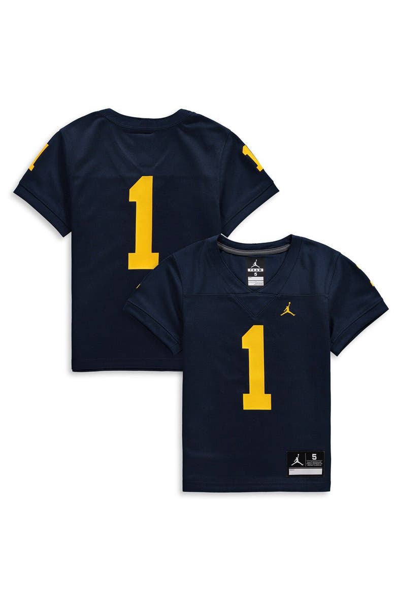 Jordan Brand Preschool Jordan Brand #1 Navy Michigan Wolverines Team Replica Football Jersey, Main, color, 