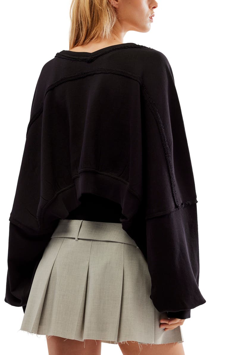 Free People Shrug It Off Cotton Fleece Jacket, Alternate, color, Black