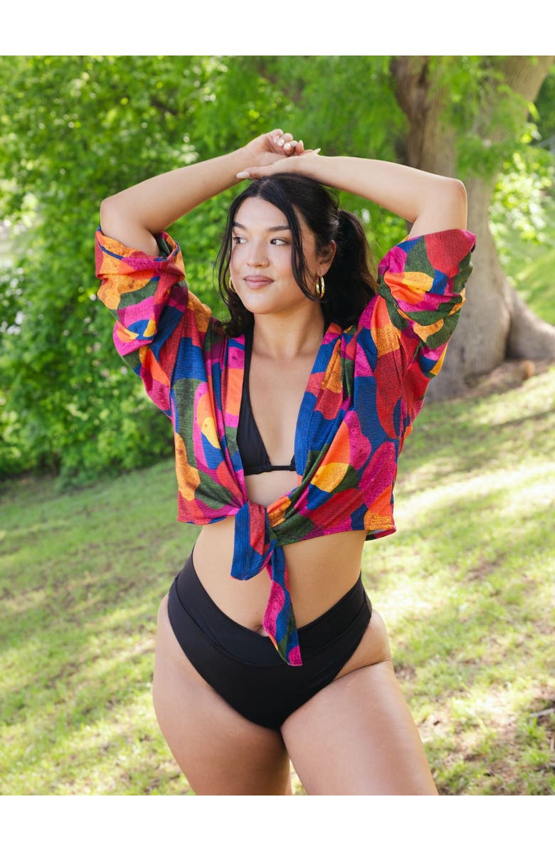 Kitty and Vibe Kimono Cover Up Top, Alternate, color, Isla