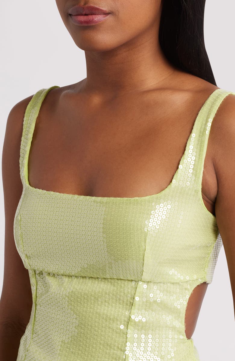 Mistress Rocks Sequin Cutout Corset Tank, Alternate, color, Lime Leaf
