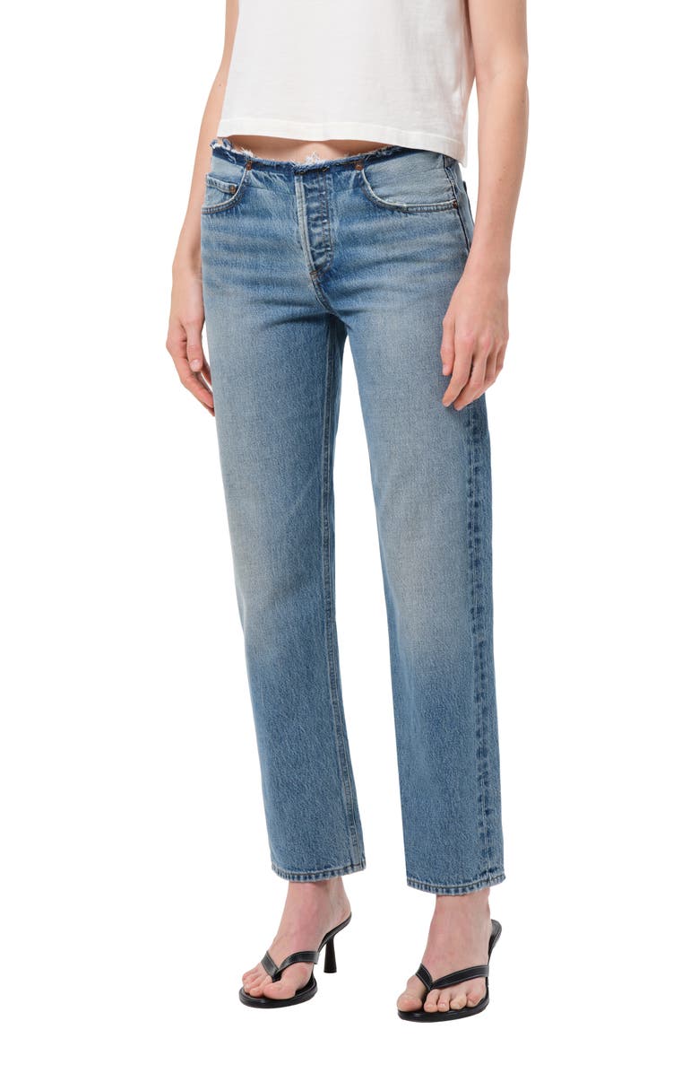 AGOLDE Frayed Waist Low Rise Ankle Slim Jeans, Alternate, color, Rhythmic