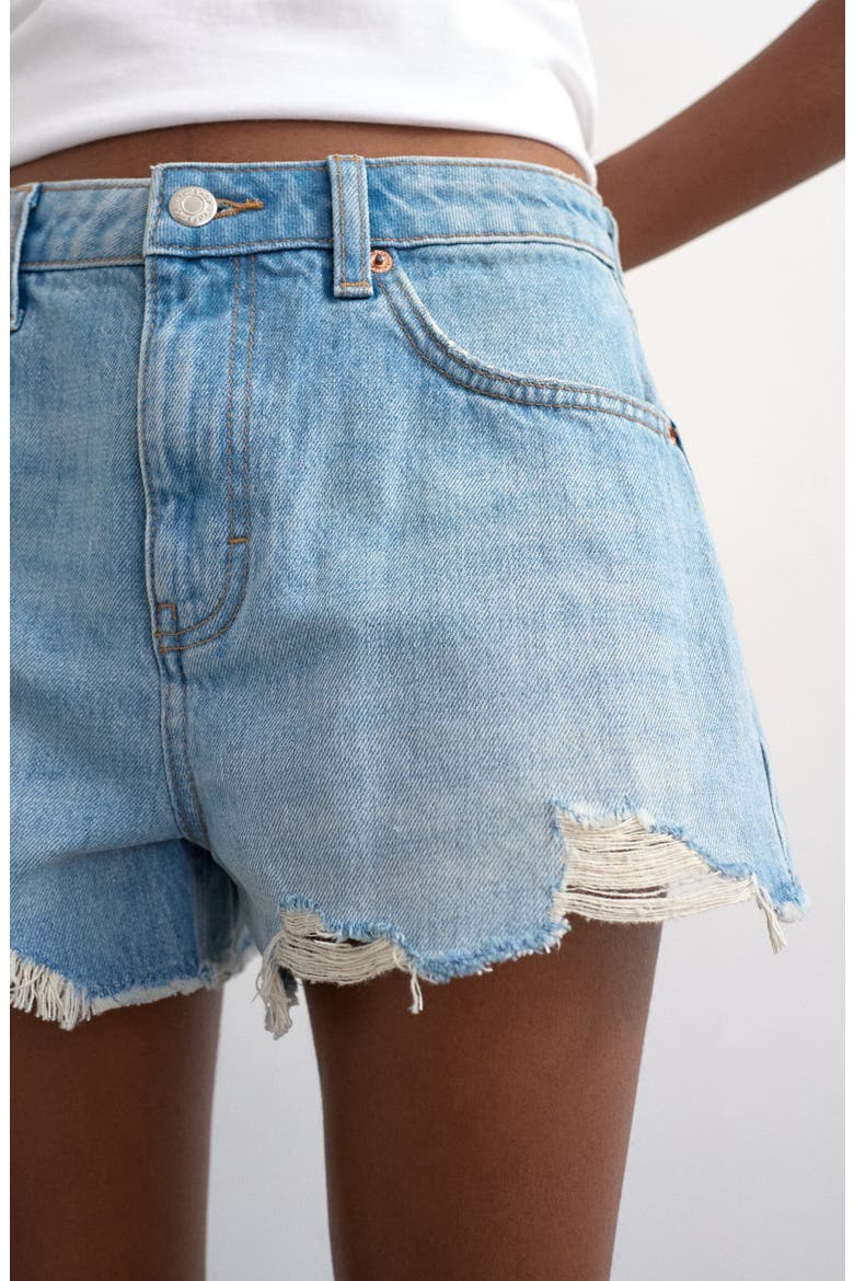 Distressed Denim Cutoff Shorts, Alternate, color, LIGHT BLUE