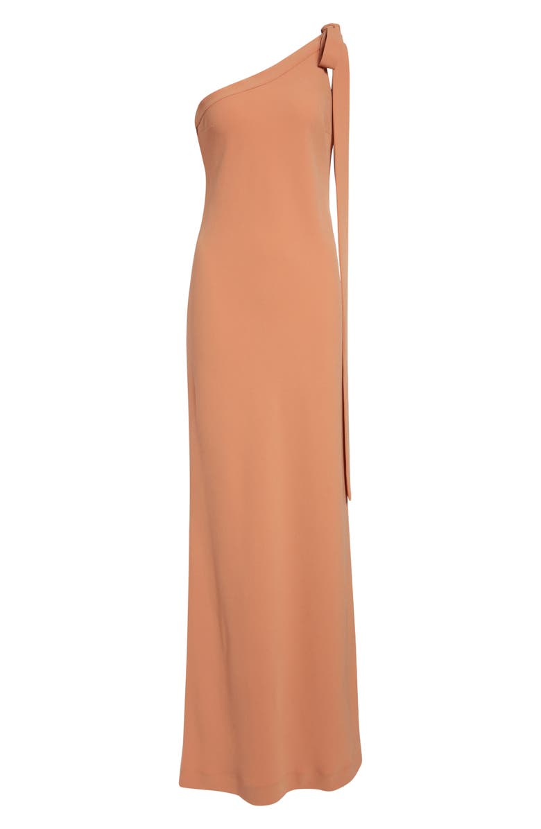 BERNADETTE Alexander One-Shoulder Gown, Alternate, color, Coral Orange