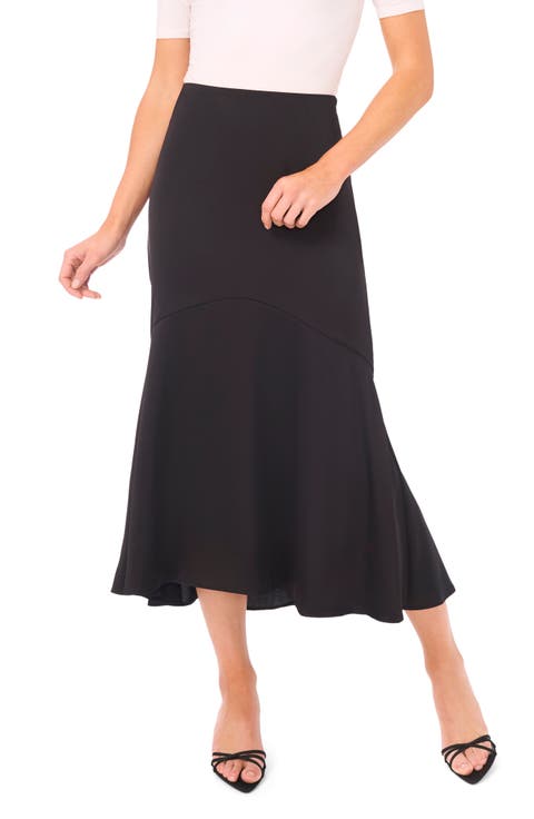 Flounce Hem Midi Skirt