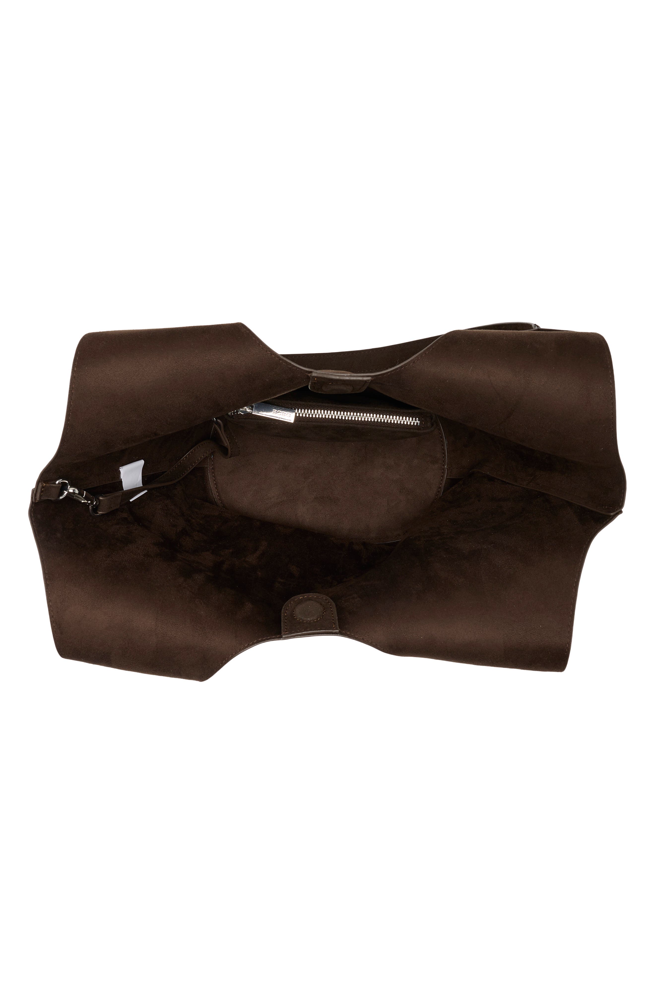 Faux Suede Tote, Alternate, color, DARK CHOCOLATE