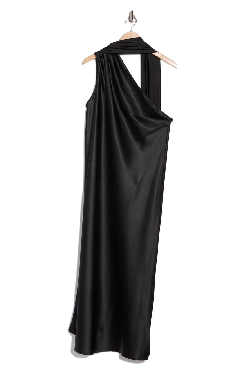 Renee C Scarf Neck One-Shoulder Maxi Dress, Alternate, color, Black