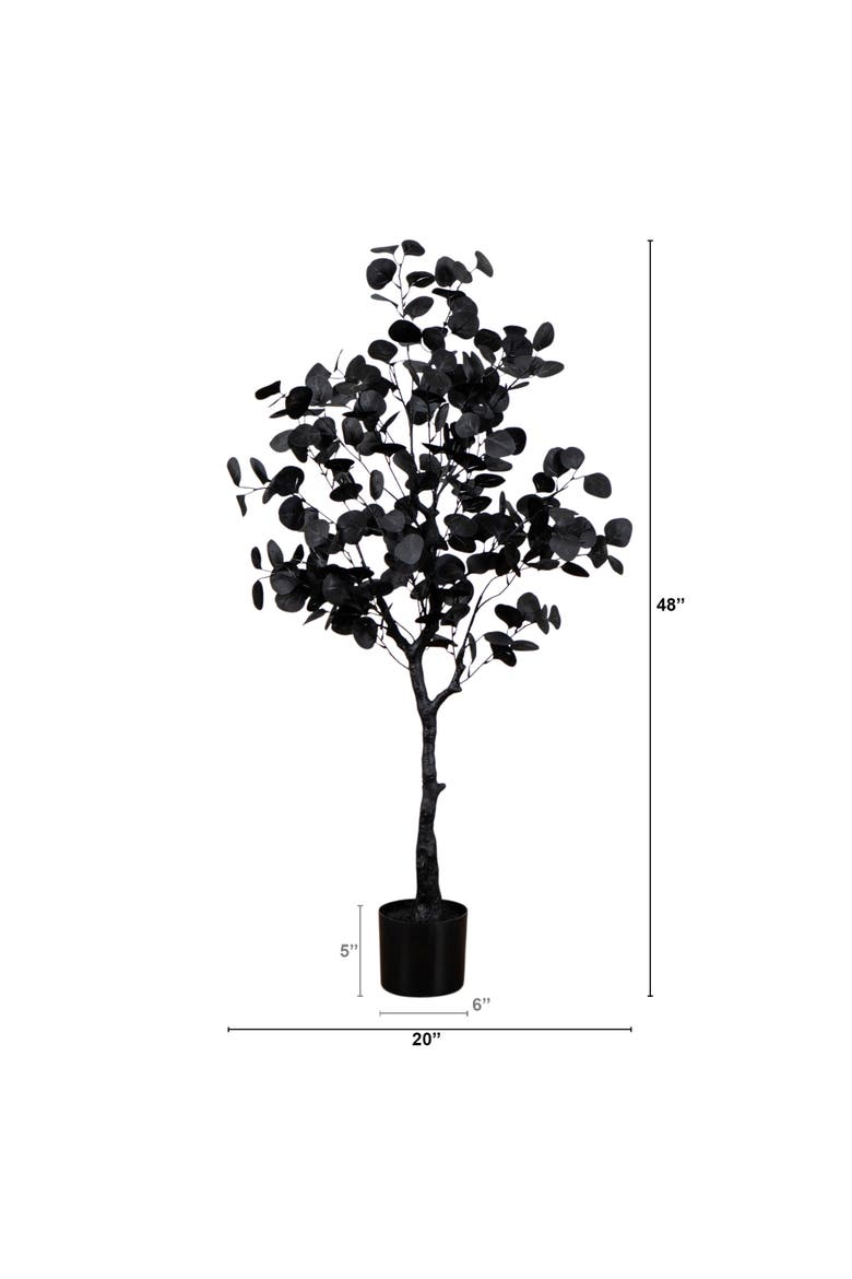 4-ft Artificial Halloween Black Eucalyptus Tree, Alternate, color, Black