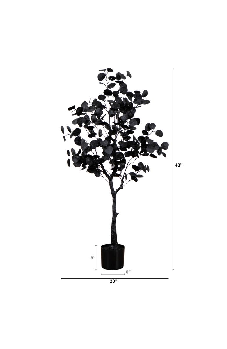 NEARLY NATURAL 4-ft Artificial Halloween Black Eucalyptus Tree, Alternate, color, Black