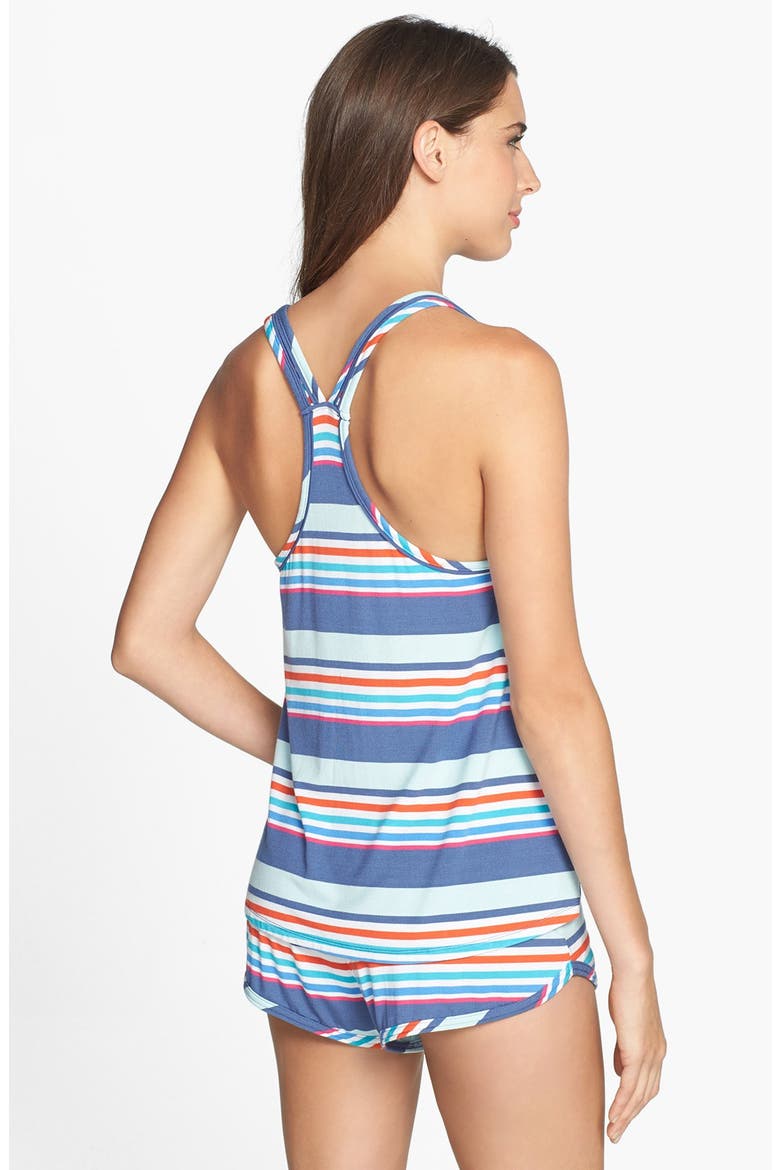 Piped Short Pajamas, Alternate, color, BLUE MULTI STRIPE