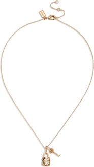 COACH Quilted Logo Charm Necklace