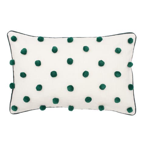 Jungle Dot Oblong Tufted Throw Pillow, 14" x 22"