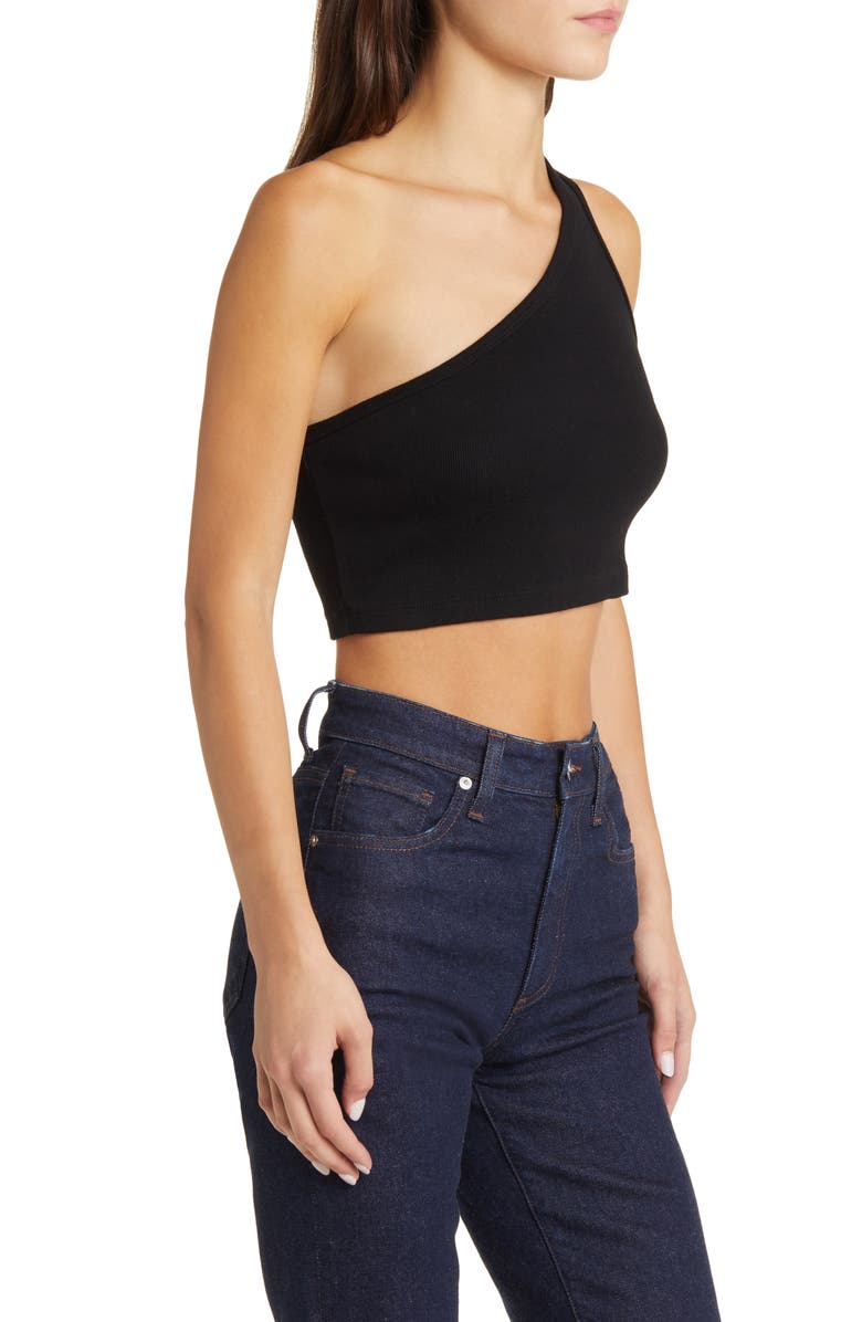 AG x EmRata Miranda One-Shoulder Crop Top, Alternate, color,