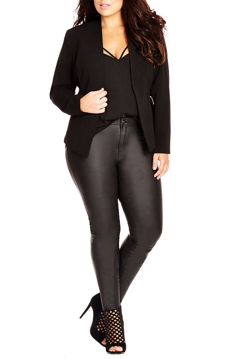 City Chic Zip Waist Blazer, Alternate, color, 