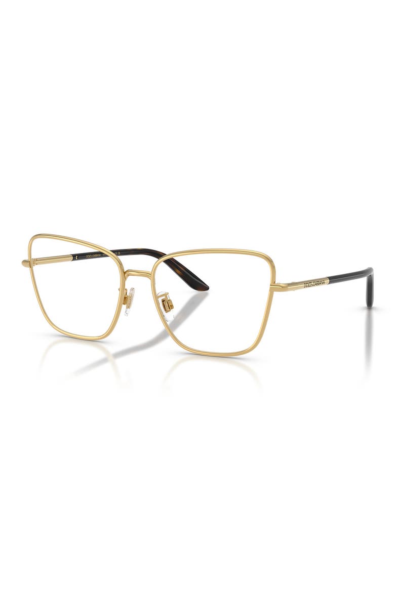 57mm Square Cat Eye Optical Glasses, Alternate, color, GOLD / DEMO LENS