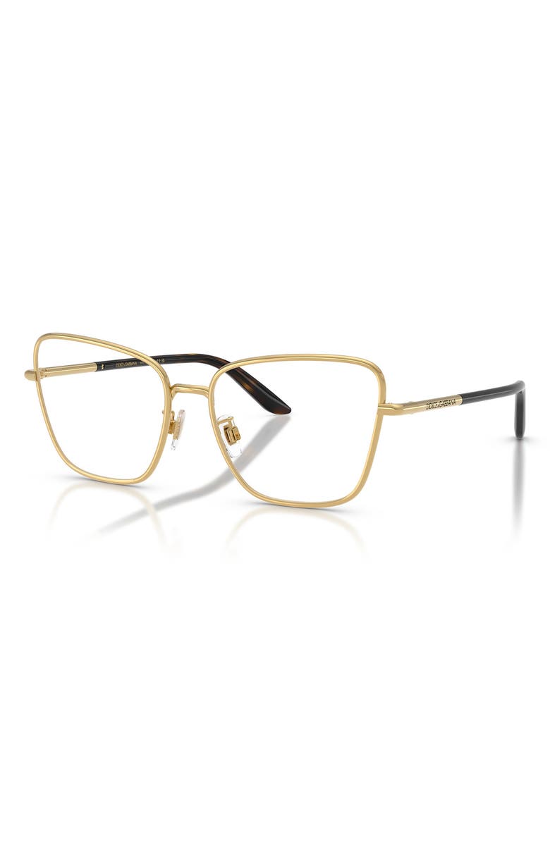 Dolce&Gabbana 57mm Square Cat Eye Optical Glasses, Alternate, color, Gold / Demo Lens
