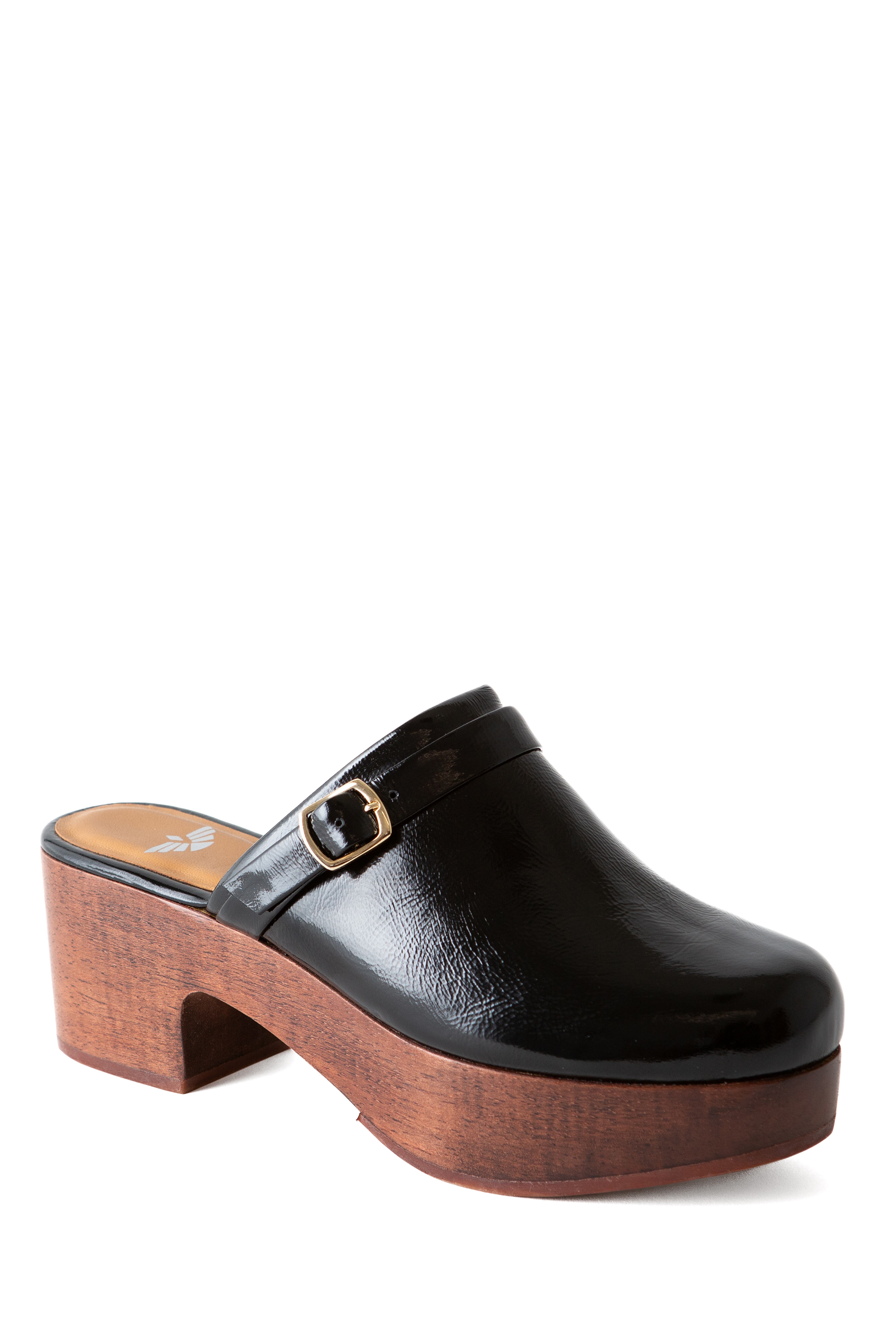 Fortress Abby Platform Clog, Main, color, Black Crinkle Patent