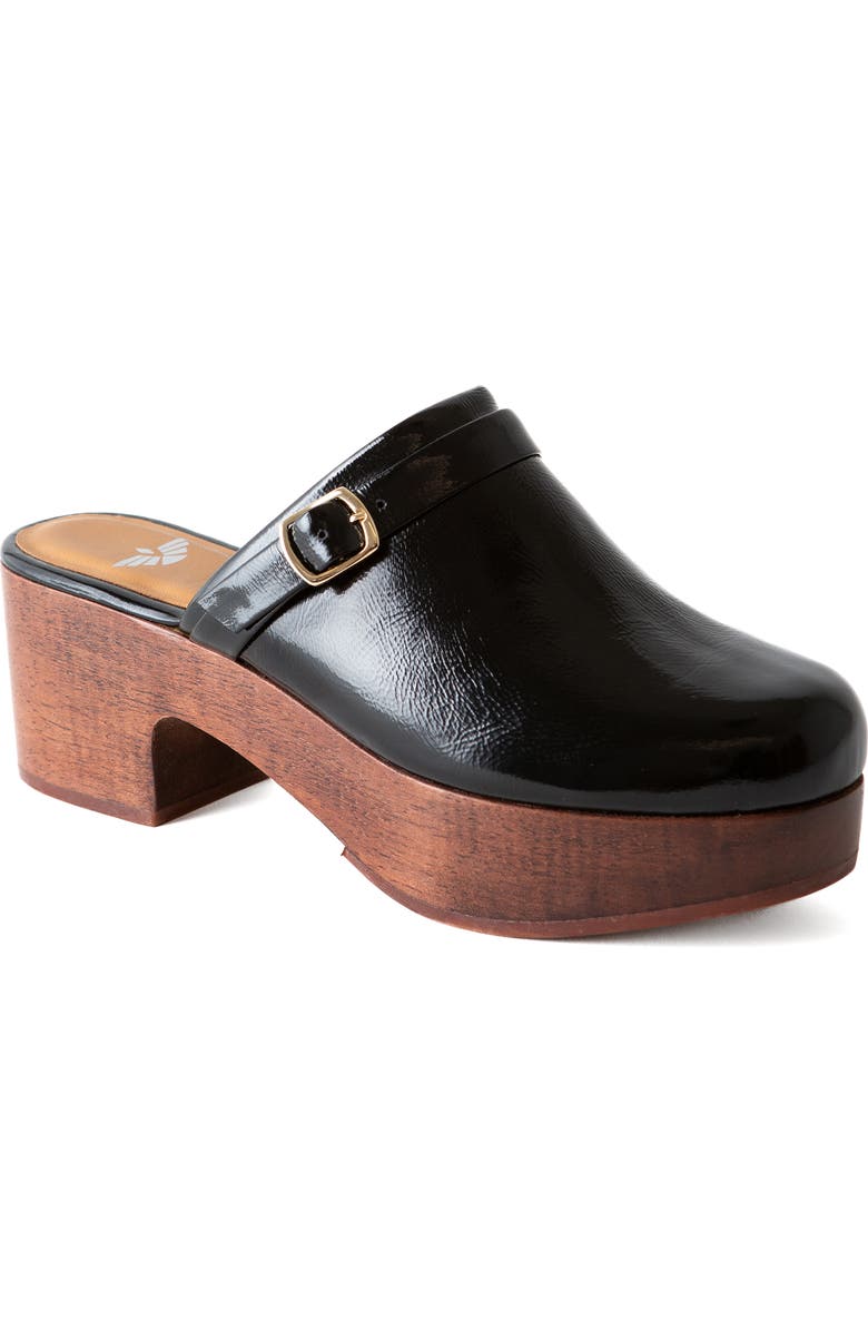 Fortress Abby Platform Clog, Main, color, Black Crinkle Patent