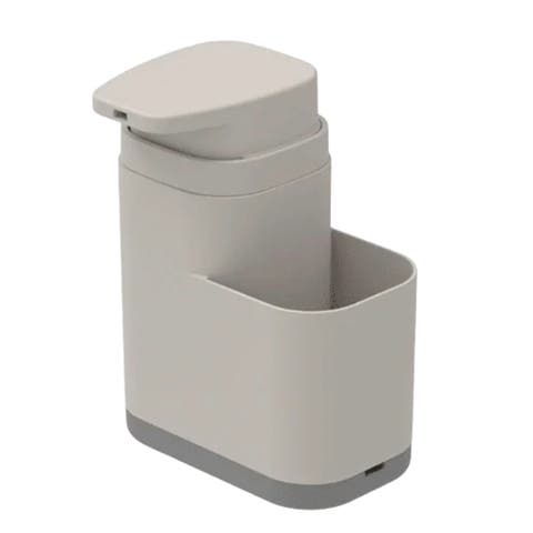 19 oz Clear Plastic Dish Soap Dispenser with Sponge Holder and Removable Tray