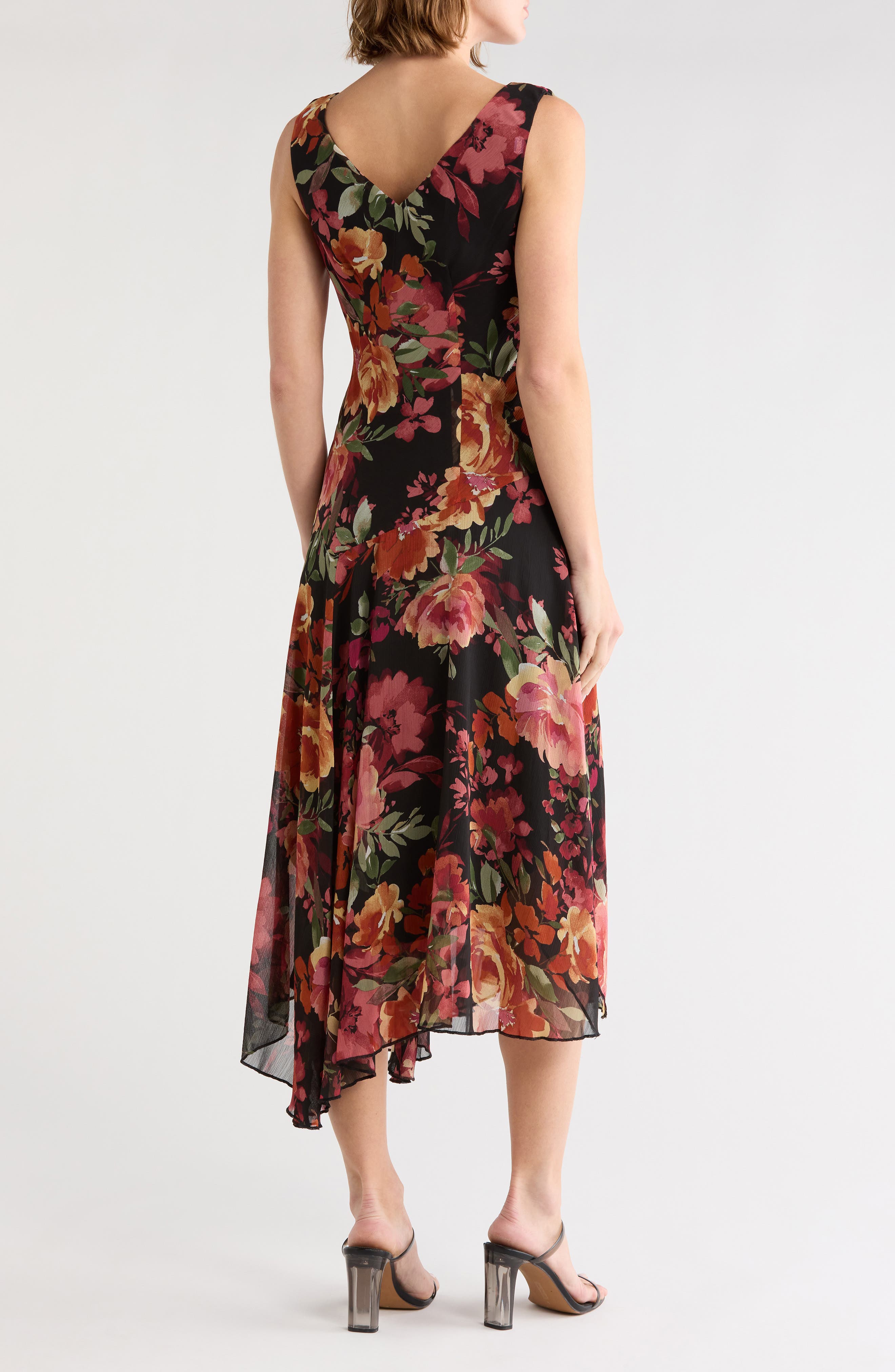 Connected Apparel Chiffon Asymmetric Midi Dress (Women) | Nordstromrack
