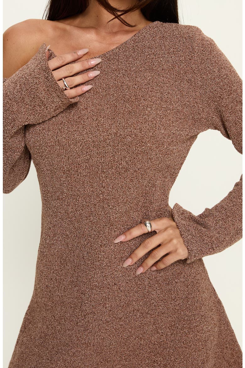 Jaede One-Shoulder Long Sleeve Minidress, Alternate, color, MOCHA