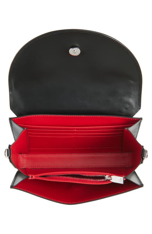 Christian Louboutin Funky Spike Leather Wallet On A Strap In Black/silver