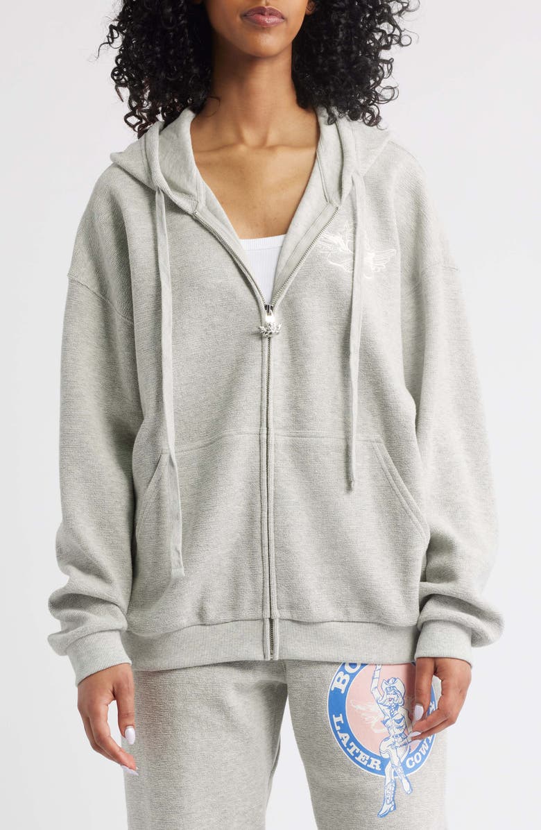 BOYS LIE Later Cowboy Harley Zip-Up Cotton Hoodie, Alternate, color, 