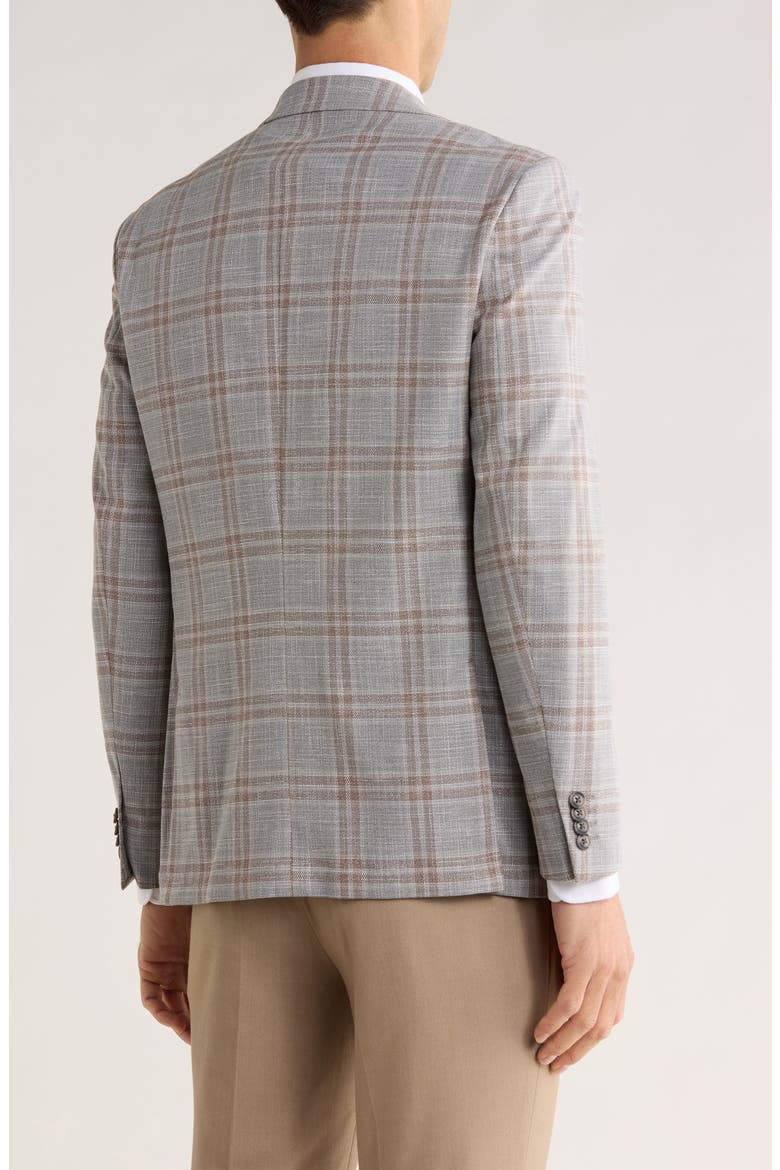 Plaid Notch Lapel Blazer, Alternate, color, TAN/ GREY