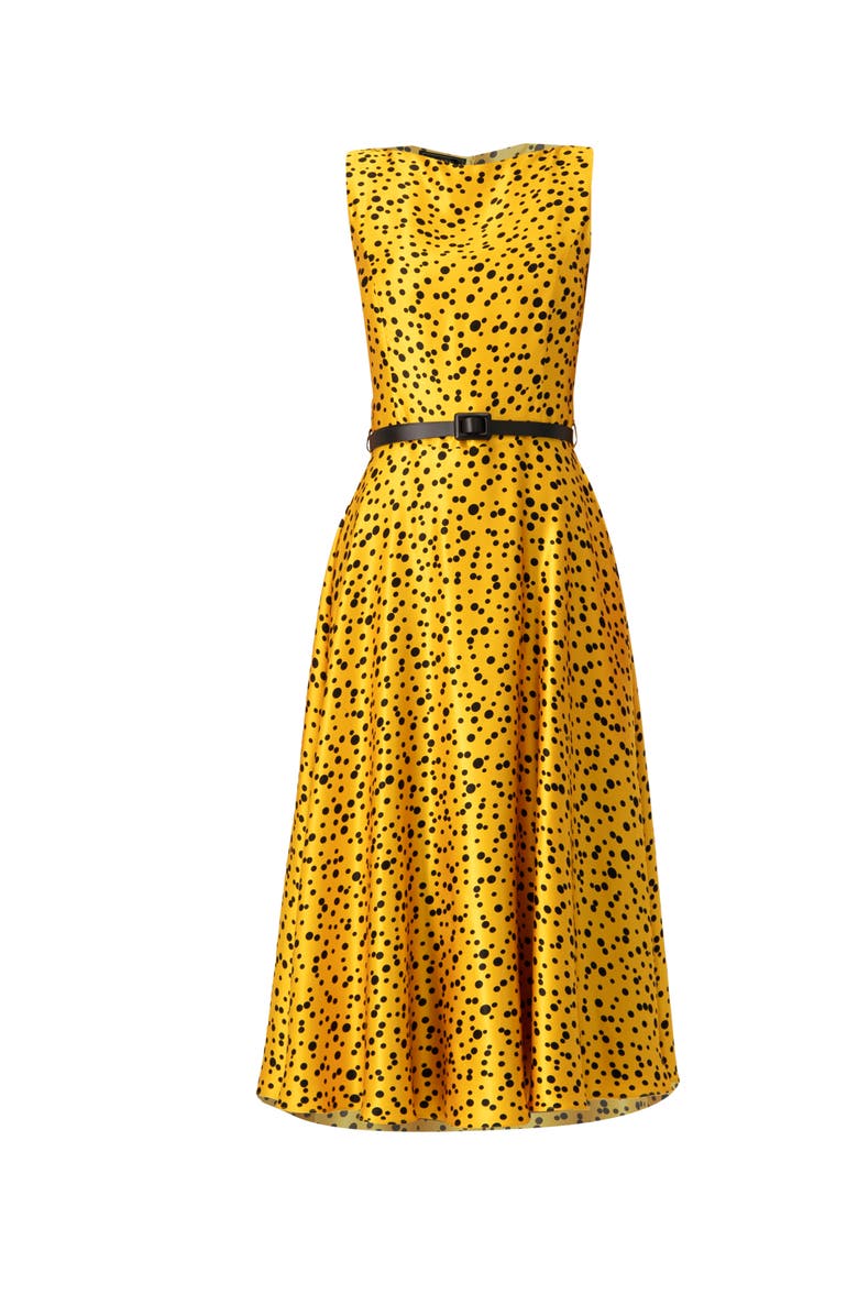 IVONNE Polka Dot A-Line Midi Dress, Alternate, color, Yellow
