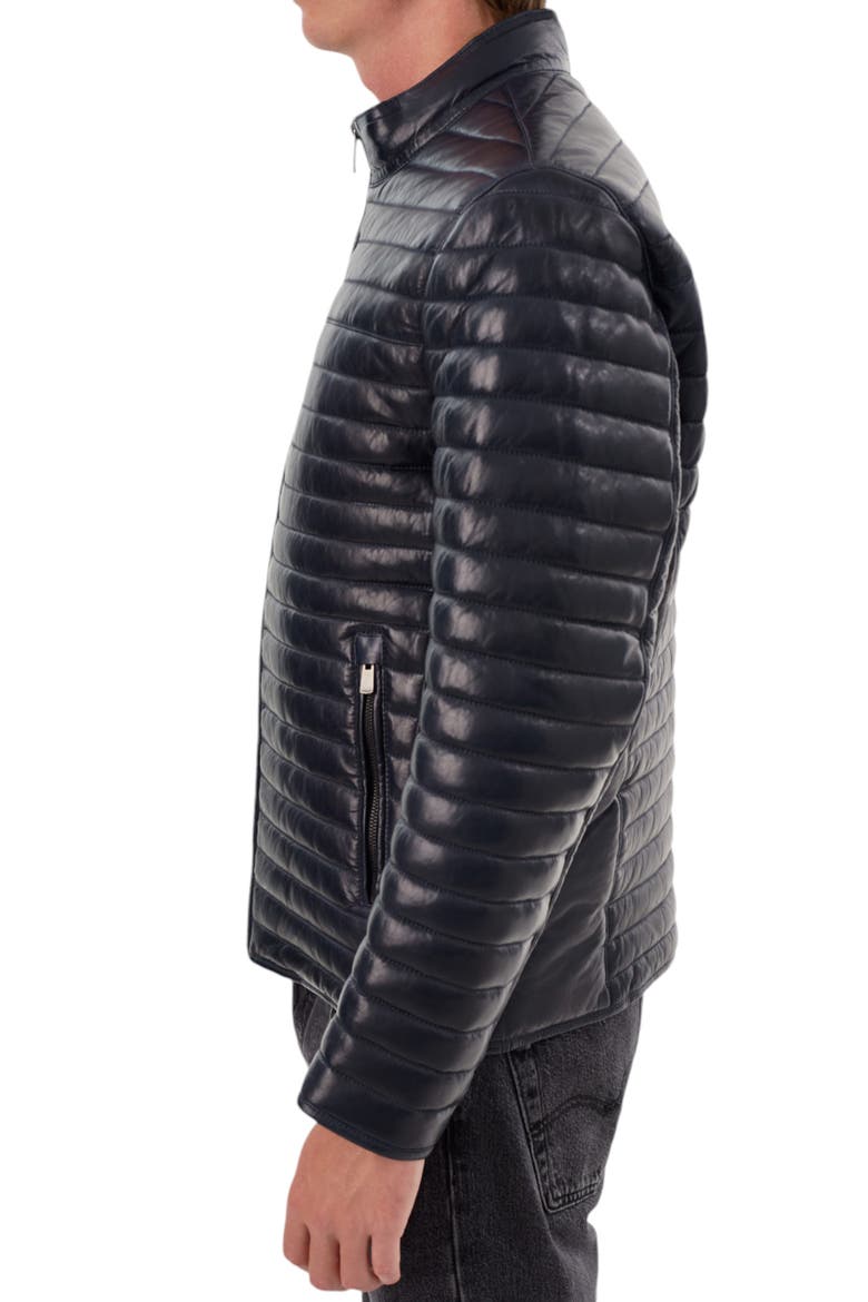 Leather Channel Quilt Jacket, Alternate, color, NAVY